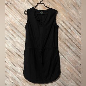 Roots black short sleeve casual midi dress drawstring waist Small cozy fitted